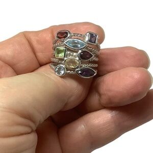 Multi-Gemstone Sterling Silver Ring